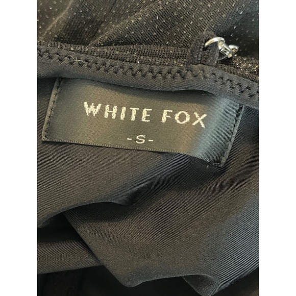 White Fox Boutique Black Mini Dress with Chain Straps and Rhinestone Detail - Picture 3 of 4